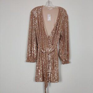 Cleo Women's Sequin Wrap Midi Dress Size XL Swiftie Party Concert Evening Night